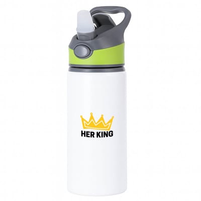 Hacebo® - her king waterfles met rietje groen - Koning - iemand die zich voelt als een koning - valentijnsdag - verjaardag - cadeautje voor vriendje - kado - geschenk - water fles - 650ML