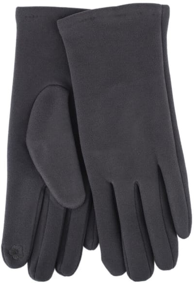 Stevige faux suede dames handschoenen Kerstin touchscreenfunctie effen grijs
