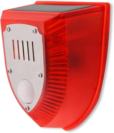Zonne Alarm - Waarschuwingslamp Bewegingsmelder - Beveiliging Buiten - 129dB Sirene Lichtflits - IP65 Waterdicht - Rood