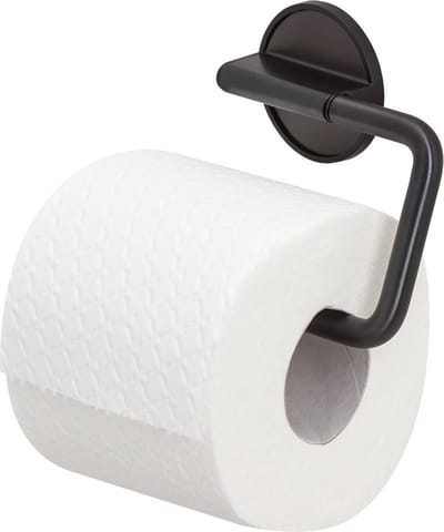 Tiger Tune - Wc rolhouder zonder boren - Toiletrolhouder - Zelfklevend 3M tape - Zwart metaal geborsteld / Zwart - Gunmetal black