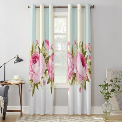 Bloeiende Bloemen En Strepen Raamgordijnen Voor Woonkamer Luxe Slaapkamer Decoratie Gordijnen Keuken Raambekleding Gordijnen 135W x 60H(cm) x1 gray