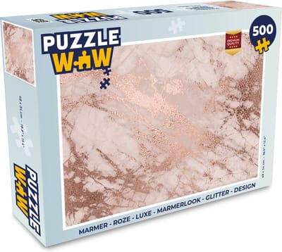Puzzel Marmer - Roze - Luxe - Marmerlook - Glitter - Design - Legpuzzel - Puzzel 500 stukjes