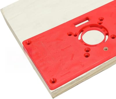Frees TAFEL INZETPLAAT - Houtbewerking Freesplaat - Precisie Frezen - Met 4 Centerringen - 232 x 119 mm - Blauw