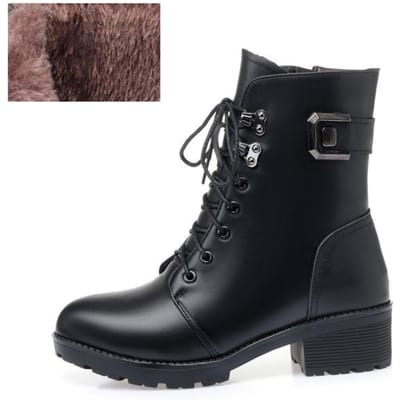 Winter Nieuwe Dameslaarzen Plus Fluweel Korte Laarzen Dames Dikke Hak Katoenen Laarzen Halflange Laarzen Dames Katoenen Schoenen Maat 35 -40 37 black