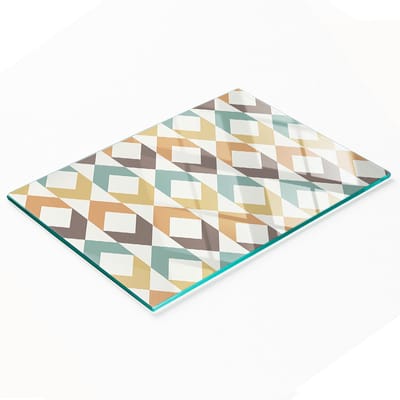 Decoratieve glazen snij- en serveerplank voor in de keuken met retro-achtergrond, 80x52 cm