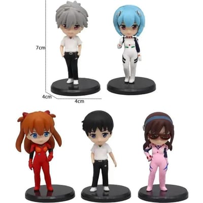 5 stuks Anime EVA Ayanami Rei Actiefiguren NEON GENESIS EVANGELION Asuka Langley Soryu Makinami Figuur PVC Ornamenten Model Speelgoed gray