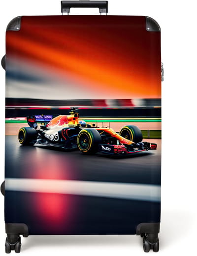 NoBoringSuitcases.com® - Koffer groot - Reiskoffer lichtgewicht - Auto - Formule 1 - Circuit - Raceauto - Rolkoffer met 4 wielen - Grote trolley XL - 98 liter bagage