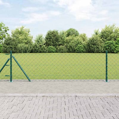 vidaXL - gaashek - met - betonnen - voetstuk - 25 - x - 0,4 - m - PVC-Coated - Staal - Groen