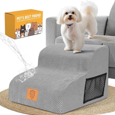 Waterdichte hondentrap 2 treden antislip huisdiertrap van spons wasbaar voor kleine honden - voor bank, bed, draagbaar