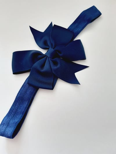 Le Sjalerie Haarband Baby Donkerblauw met  Strik Hoofdband