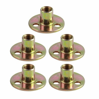 Dailygoods- Flensmoer 5-Delige Set - Gegalvaniseerd IJzer - T-Moer - Klinkmoeren - Bevestigingsonderdelen - Geschikt voor M6/M8/M10 - Bevestigingsmoeren