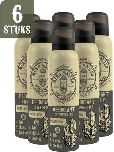 Men's Master Deodorant Man Voordeelverpakking – Houtachtige Vanille Geur – 24 Uur Bescherming – 6 x 150ml