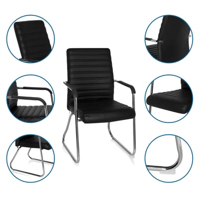 hjh office Steel PU - Bureaustoel - Vergaderstoel - Bezoekersstoel - Zwart