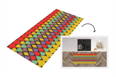 Keukenloper 120x50 cm - Keukenmat vinyl Vintage - Retro - Kleuren - Patronen - Keukenmatten loper - Keuken vloerkleed tapijt