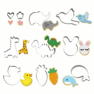 Dailygoods - 10 stuks dierenkoekjes snijvormen voedselstaal kwaliteit kinderhandwerk ouder-kind interactie brood uitsteekvormen voor kinderen koekjessnijders zilver koekjessnijders uitsteekvormen
