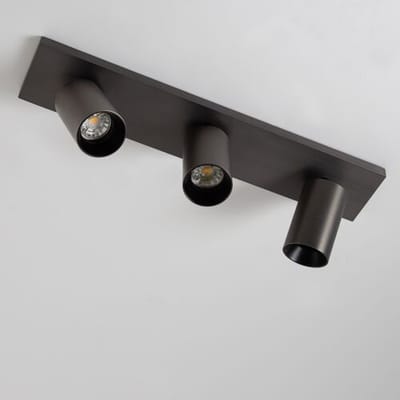 KS Verlichting - plafondlamp - Lynn - 3 spot - GU10 - dimbare lamp - opbouwspot - aluminium - gun metal