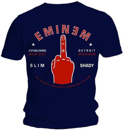 Eminem - Detroit Finger Heren T-shirt - 2XL - Blauw