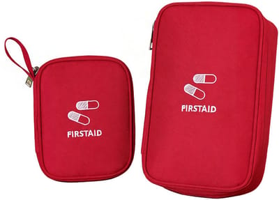 Grote en kleine medicijnopbergzakjes - Gezondheidsopbergzakjes - Waterdicht - Rood - Set van 2