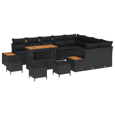 vidaXL - Tuinbank - Set - 13 - st - 12-Aantal - zitplaatsen - Zwart