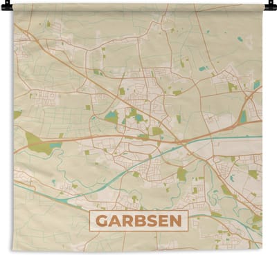 Wandkleed - Wanddoek - Plattegrond - Garbsen - Vintage - Kaart - Stadskaart - 180x180 cm - Wandtapijt