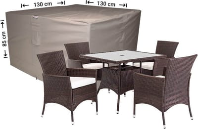 Raffles Covers Tuinsethoes - 130 x 130 H: 85 cm - RDS130130 - Waterdicht - Ademend - UV-bestendig - Elastisch rijgkoord - Beschermhoes tuinmeubelen - Hoes voor tafel en stoelen