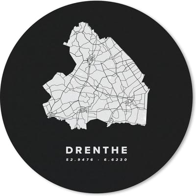 Muismat rond 20x20 cm - Mousepad Drenthe - Nederland - Kaart - Ronde muismatten