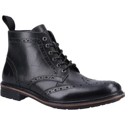 Hush Puppies Joshua Leer Heren Zwart Laarzen