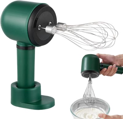 Elektrische mixer - Handmixer draadloos - Bakken en koken - Drie snelheden - 9.5x10x9.5 cm - Wit