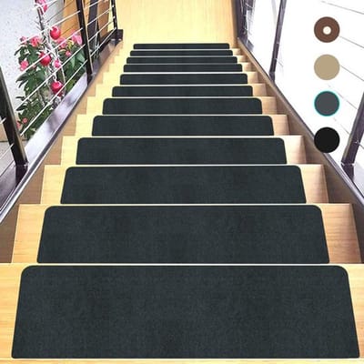 15 antislip trapmatten, 50*22 cm, geschikt voor zowel binnen- als buitengebruik, verhogen de veiligheid op de trap, zwart.