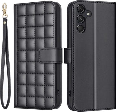 BINFEN Hoesje - Geschikt voor Samsung Galaxy A16 Hoesje - BINFEN Square Color Book Case - Zwart