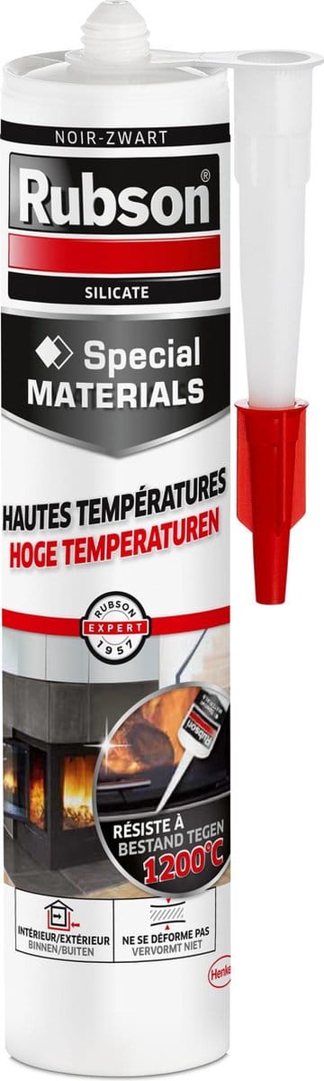 Rubson Hoge Temperaturen Zwarte Kit 280 ml Bouwkit | Bestand tegen Hoge Temperaturen | Ideaal voor Hittebestendige Toepassingen | Sterk en Duurzaam