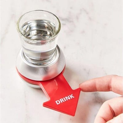 Jeu de société - SHOP-STORY - SHOTGAME - Apéro - 2 à 6 joueurs - Flèche tournante et verre à shot rouge