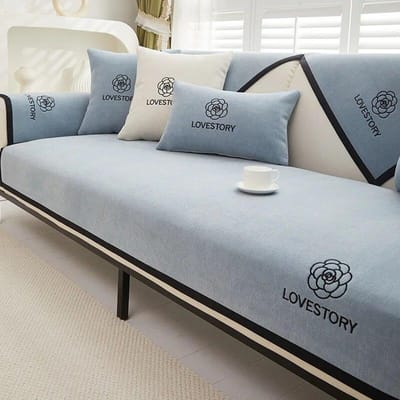 Luxe Camelia Bankhoes Kussen L-Vorm Lederen Bankhoes Zwarte Rand Vier Seizoenen Antislip Handdoek voor Woonkamer Decor 70x70cm 1pcs