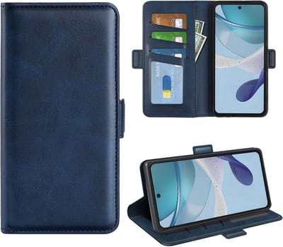 MobyDefend Hoesje - Geschikt voor Motorola Moto G53 - Luxe Wallet Book Case (Sluiting Zijkant) - Blauw