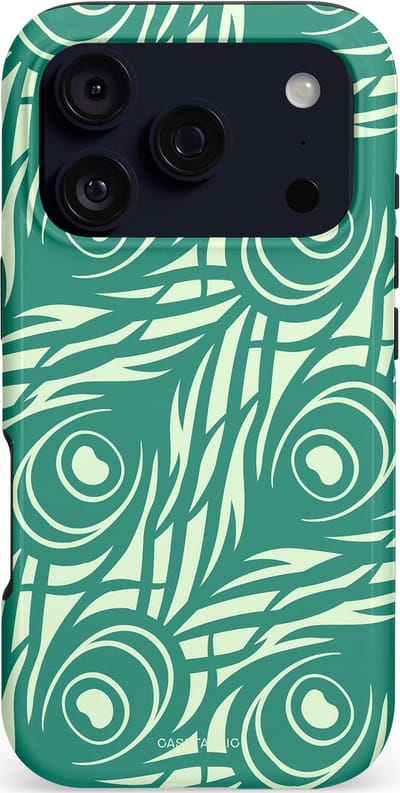 Casetastic hoesje geschikt voor Apple iPhone 17 Pro - MagSafe - Dubbellaagse bescherming - Troste Turquoise Pauw Veren - Fashion Case - Turquoise Mintgroen Crème