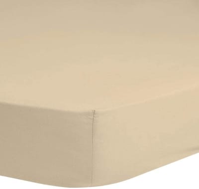 Good Morning hoeslaken effen kleur - Lits jumeaux 160x200 cm - Zand - 100% Katoen renforce