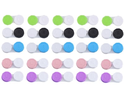 Lenzenbakje - 25 stuks - Contactlenzen Doosje - Lenzen set - Contactlensdoosjes - Handig voor onderweg - Blauw/Roze/Groen/Zwart/Paars