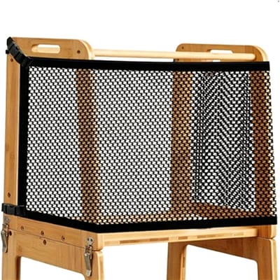 Peuter leertoren net - Kinderbeveiliging toren - Veilig spelen - Dubbellaags opbergvak - 110 x 45 cm - Zwart