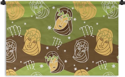 Wandkleed - Wanddoek - Virgo - Zodiac - Patroon - 90x60 cm - Wandtapijt