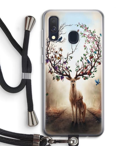 Case Company® - Hoesje met koord geschikt voor Samsung Galaxy A40 hoesje met Koord - Seasons Change - Telefoonhoesje met Zwart Koord - Bescherming aan alle Kanten en Over de Schermrand