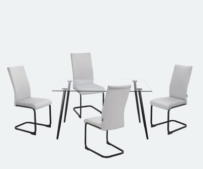 Danny-Eetset - Tafel & 4 Stoelen - Lichtgrijs