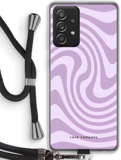 Case Company® - Hoesje met koord geschikt voor Samsung Galaxy A52s 5G hoesje met Koord - Swirl Paars - Telefoonhoesje met Zwart Koord - Bescherming aan alle Kanten en Over de Schermrand