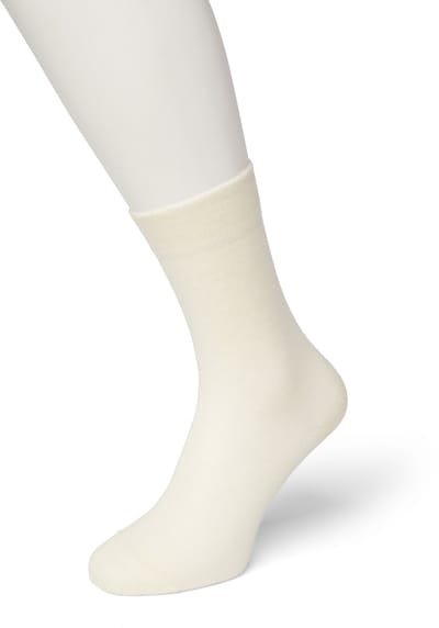 Bonnie Doon Wol/Katoen Sok Off White Dames maat 35/38 - Buitenkant 70% Fijne Wol - Binnenkant Katoen - Niet irriterend - Heerlijk warm - Gladde Naden - Zeer Comfortabel - Wollen sokken - Crème - Ivoor - Gebroken Wit - Ivory - BD631402.250