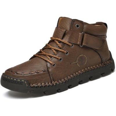 Bottes pour hommes Nouvelle Mode Chaussures d'extérieur Confortables Qualité Cuir Automne Hiver Chaussures pour hommes Design Bottes décontractées Hommes Grande Taille 39 -48 40 marron
