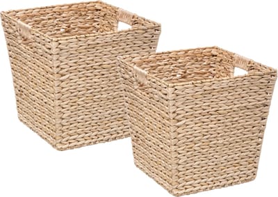 5Five Opbergmand van riet - 2x - 29 liter - lichtbruin - gevlochten - 31 x 31 x 31 cm - nestbaar