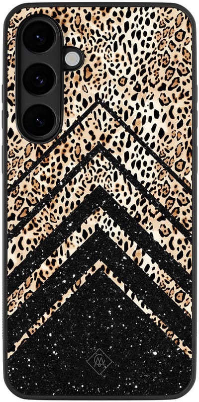 Casimoda® hoesje - Geschikt voor Samsung Galaxy S25 FE - Chevron Luipaard - Zwart TPU Backcover - Luipaardprint - Zwart