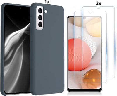 Hoesje Geschikt Voor Samsung Galaxy S21 Plus Hoesje Soft Nano Silicone Backcover Gel Grijs Met 2x Glazen Screenprotector