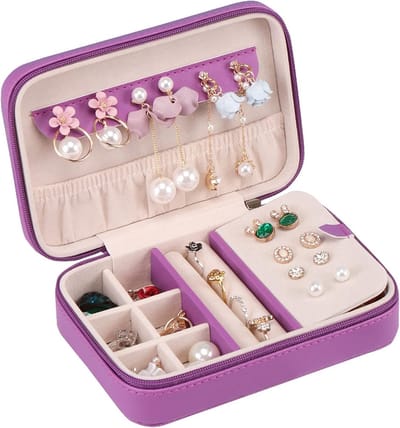 Juwelendoos - Reisdoosje - Sieraden Opbergen - Compact Ontwerp - 15.5 x 10.5 cm - Paars
