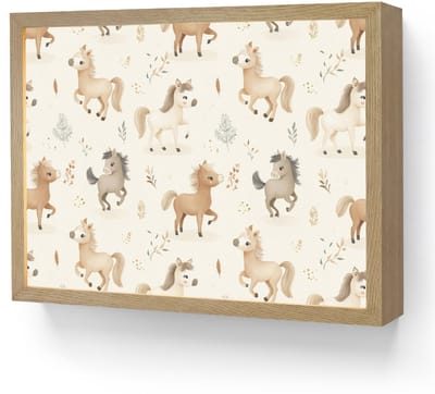 Nachtlampje 40x30 cm - Kinder lamp - Veulens - Paard - Patroon - Beige - Tafellamp kinderkamer draadloos - Slaapkamer lampje - Bedlamp kinderen - Kinderlampje - Wandlamp babykamer - Nachtlampjes