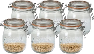 Le Parfait Voorraad/weckpot - 6x - glas - transparant - 11 x 8,5 cm - 500 ml